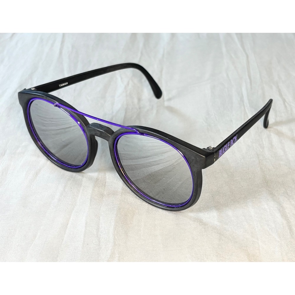 Vintage 80s Bugle Boy Sunglasses * frames only Black Purple Round  Taiwan